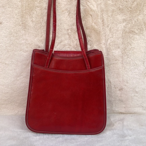 β€οΈπEUC Brighton Vintage Croc Leather Red Shoulder Bag w/ Silver Hardware Hearts - Picture 5 of 16
